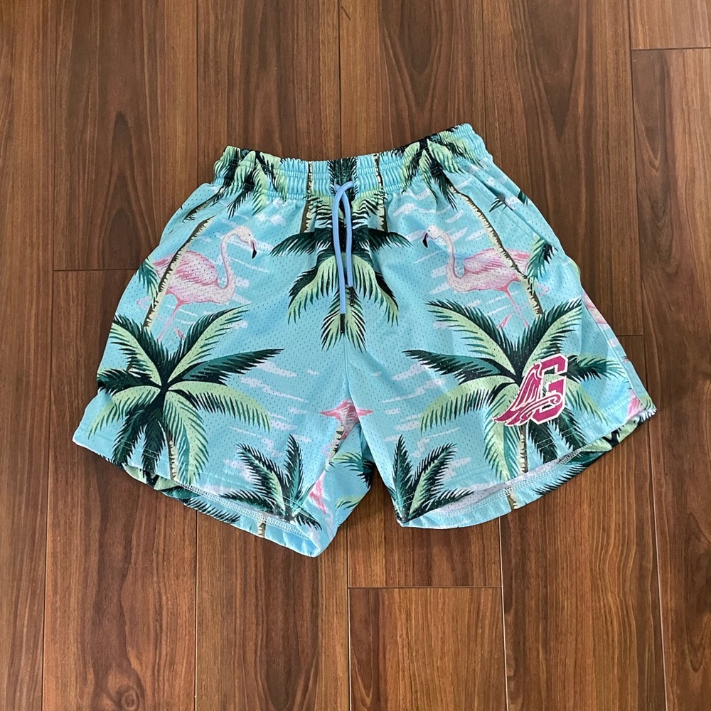 Goods By Dax “Never Duplicated” Flamingo Tropical Mesh Shorts -Rare Men’s - L